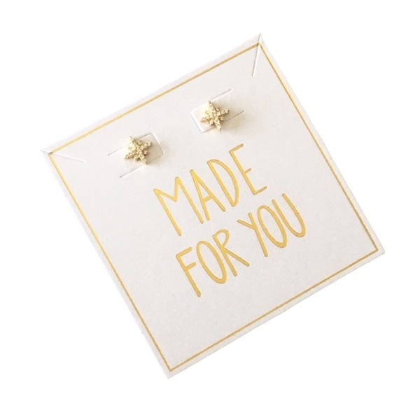 new Pave Cubic Zirconia Polaris Stud Earrings ❉ 14KT Gold Plate Sterling Silver - Picture 7 of 16